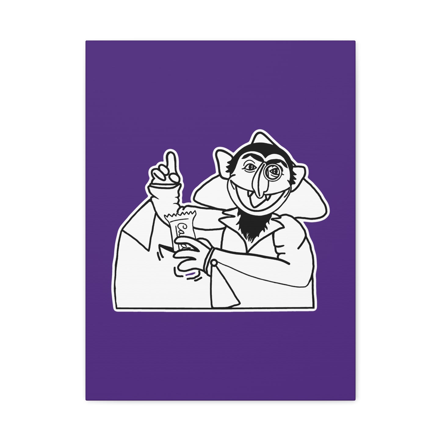 The Count Stealing Candy Outline Canvas Print Purple - Sesame Street The Count Parody Art