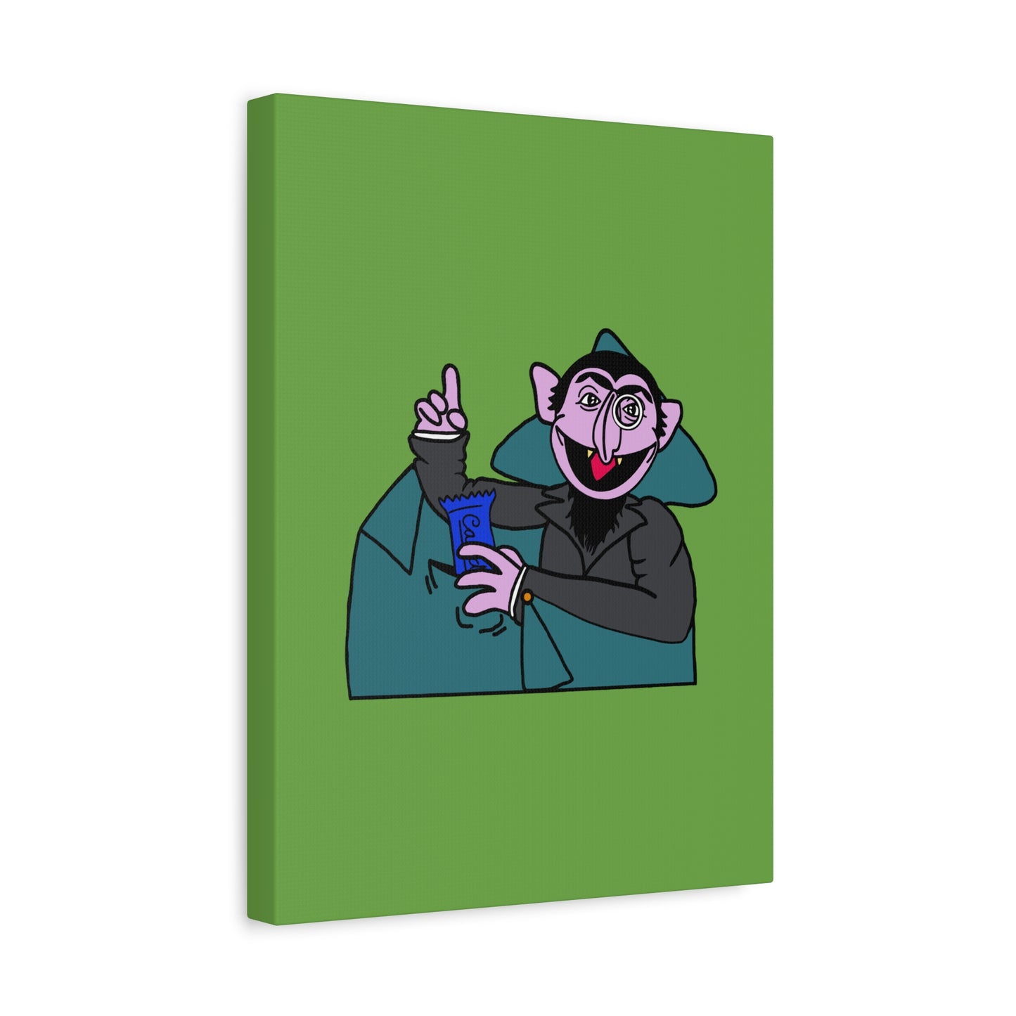 The Count Stealing Candy Canvas Print Green - Sesame Street The Count Parody Art
