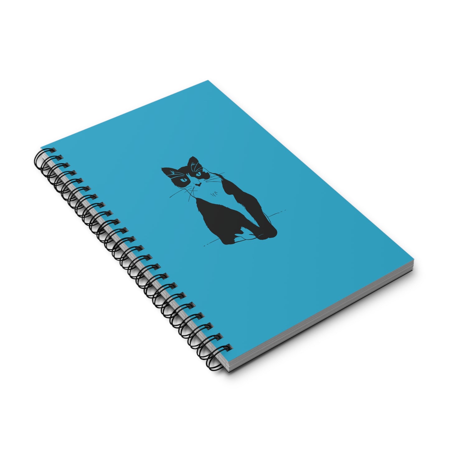 Cat Notebook in Turquoise (Transparent Style Cat) - Cat Spiral Notebook