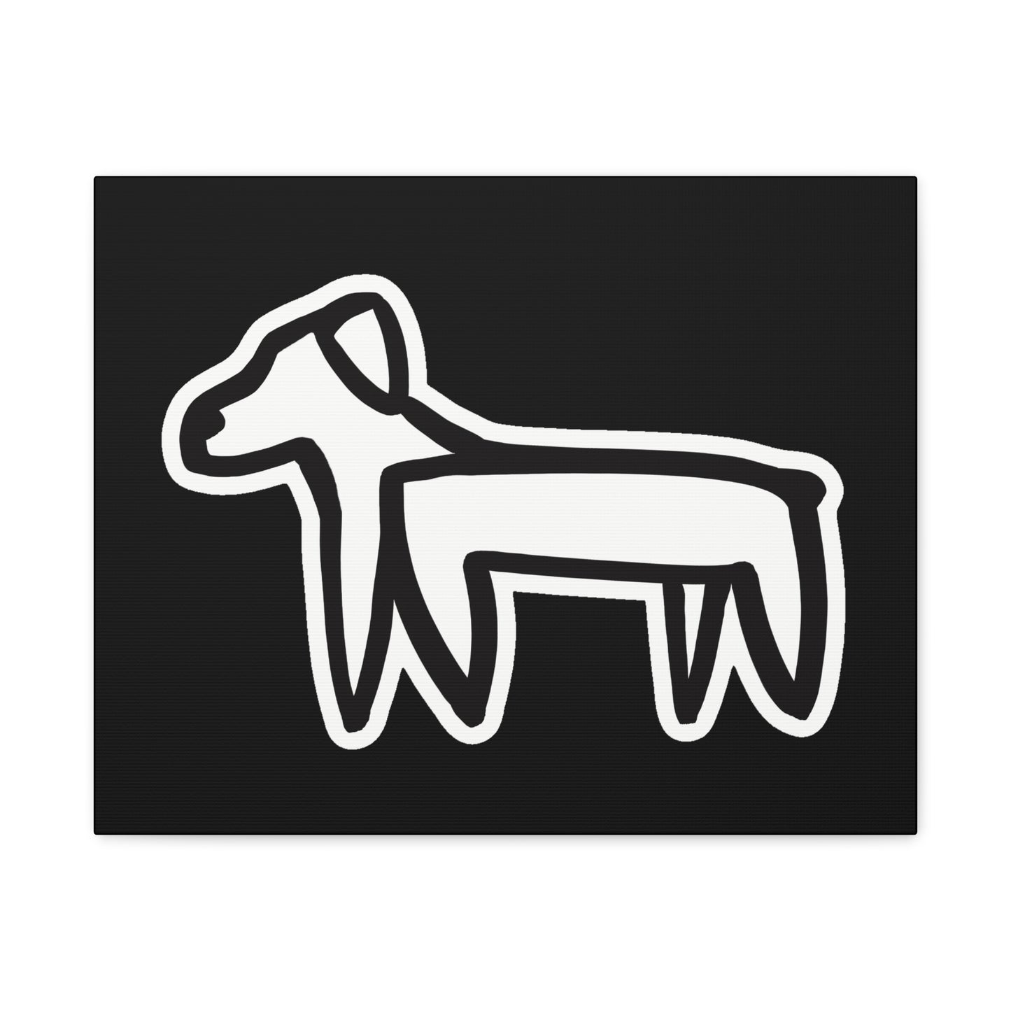 Dog Canvas Print on Black (Sticker Style Dog) - Dog Art Print