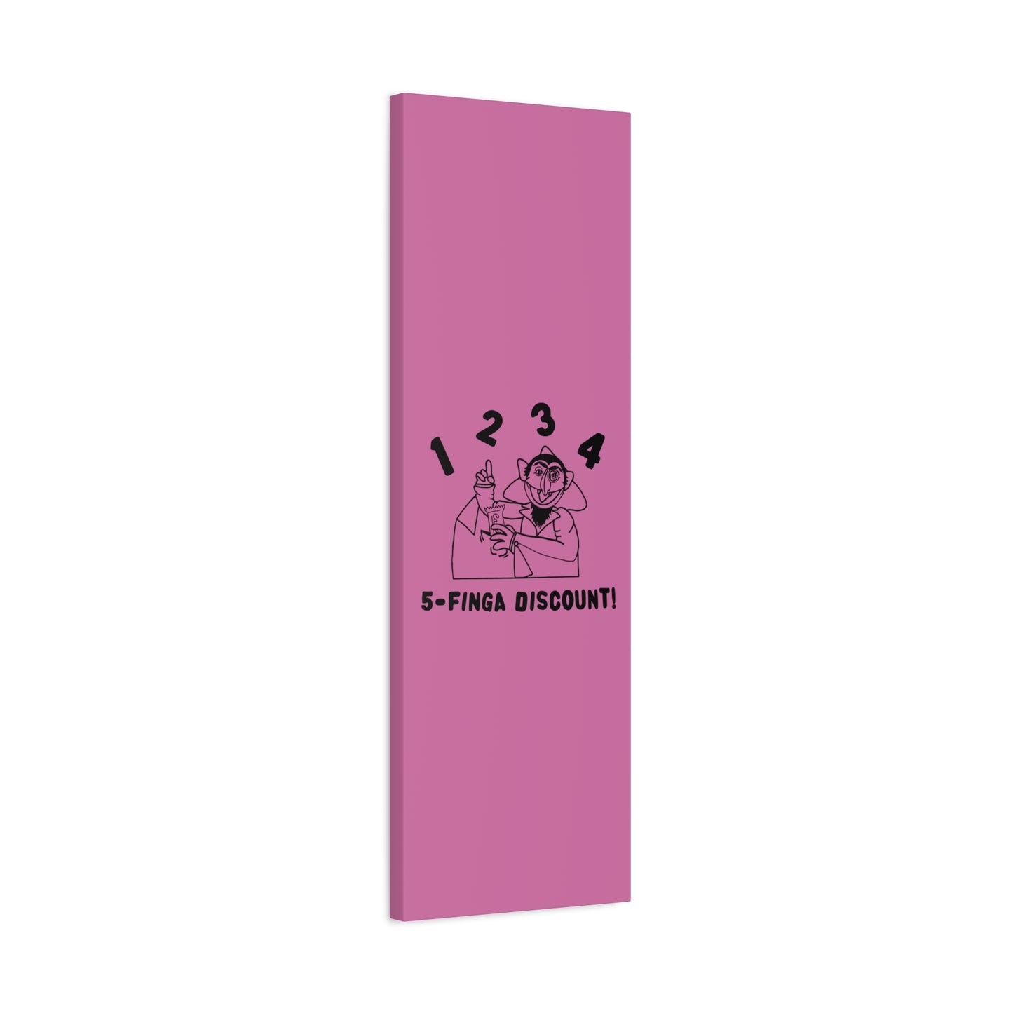 Five Finger Discount Outline Canvas Print Light Pink - Sesame Street The Count Parody Art Print