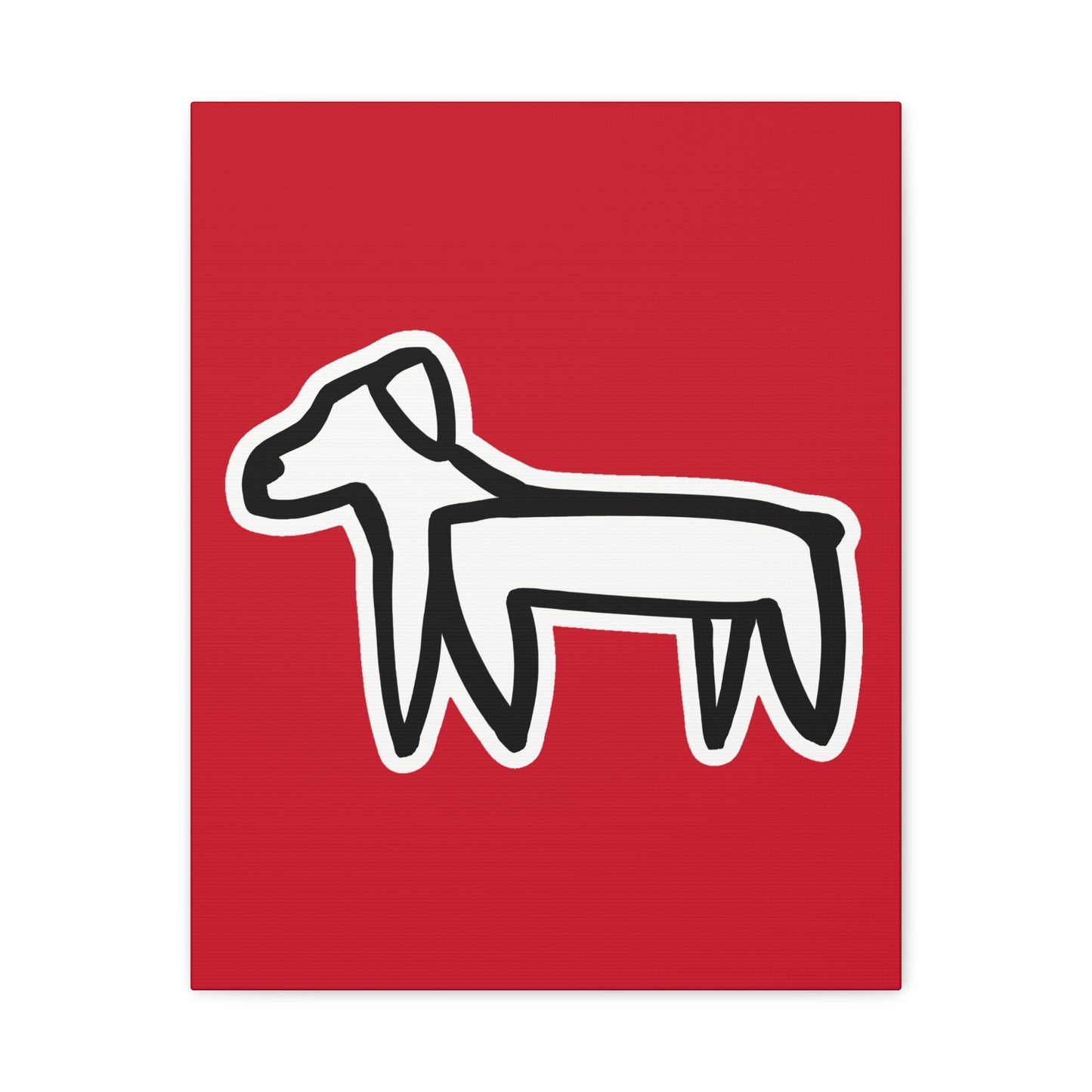 Dog Canvas Print on Red (Sticker Style White Dog) - Dog Art Print