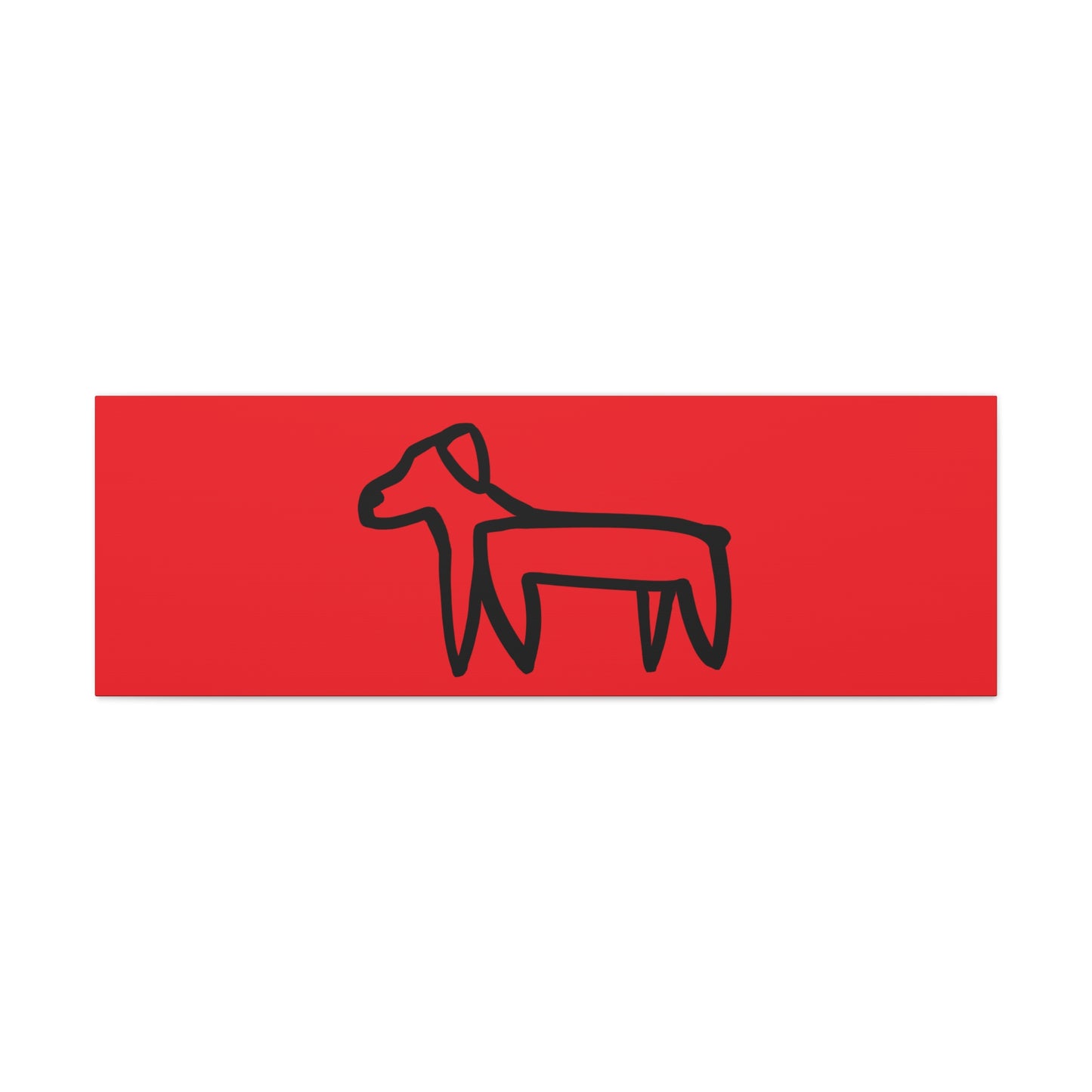 Dog Canvas Print on Red (Transparent Style Black Dog) - Dog Drawing Canvas