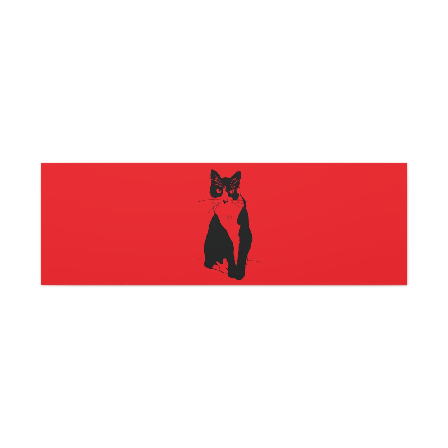 Cat Canvas Print on Red (Transparent Style Cat) - Cat Drawing Art