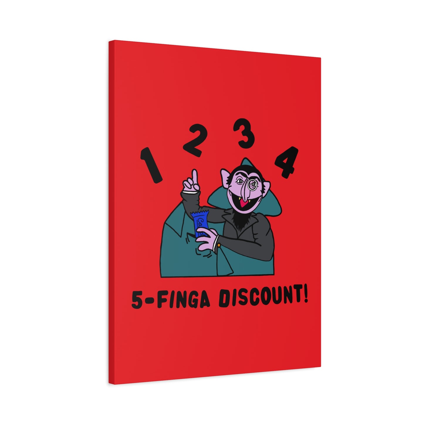 Five Finger Discount Canvas Print Red - Sesame Street The Count Parody Art Print