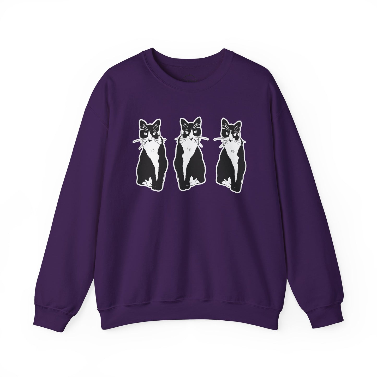 Cat x3 Sweatshirt (Sticker Style Cat) - Cat Drawing Sweatshirt