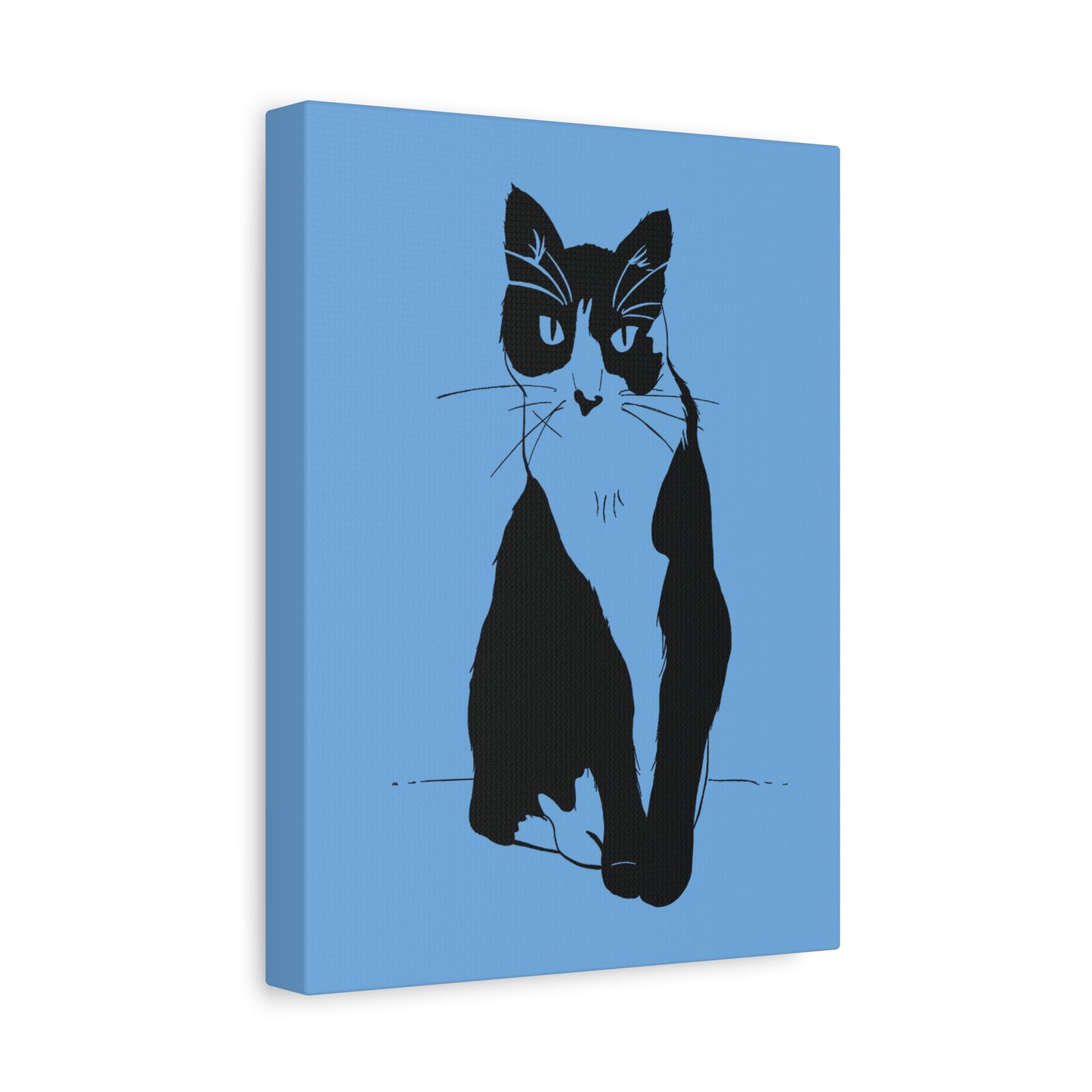 Cat Canvas Print on Light Blue (Transparent Style Cat) - Cat Drawing Art