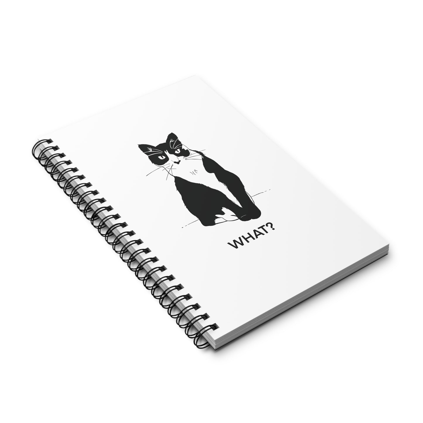 Cattitude Notebook in White (Transparent Style Cat) - Cat Spiral Notebook