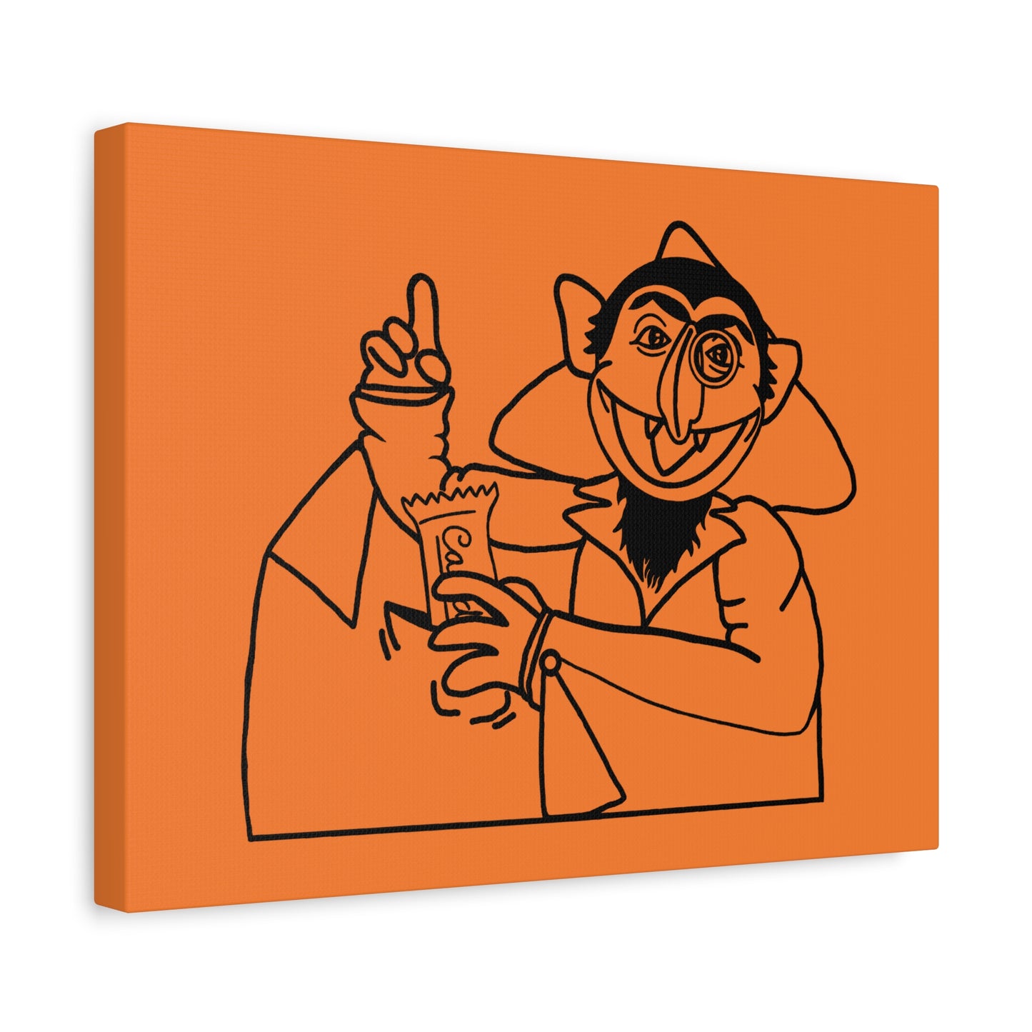 The Count Stealing Candy Outline Canvas Print Light Orange - Sesame Street The Count Parody Art