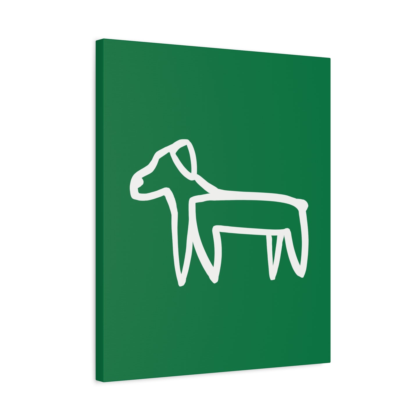 Dog Canvas Print on Green (Transparent Style White Dog) - Dog Art Print
