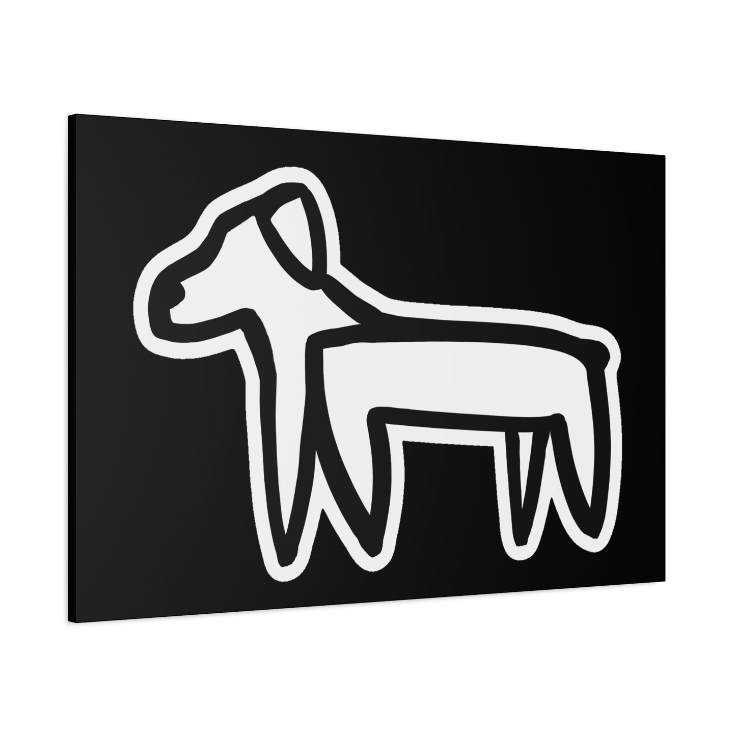 Dog Canvas Print on Black (Sticker Style Dog) - Dog Art Print