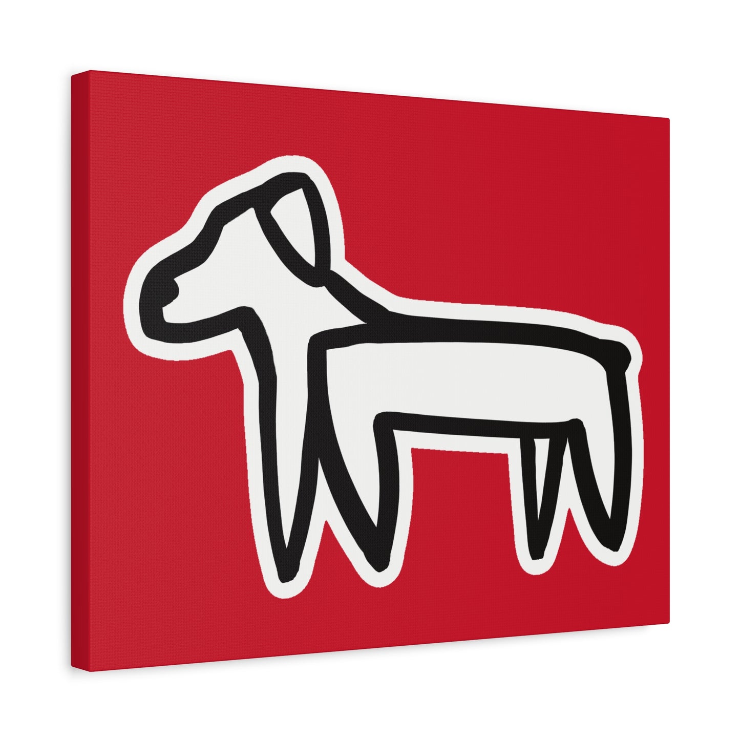 Dog Canvas Print on Red (Sticker Style White Dog) - Dog Art Print