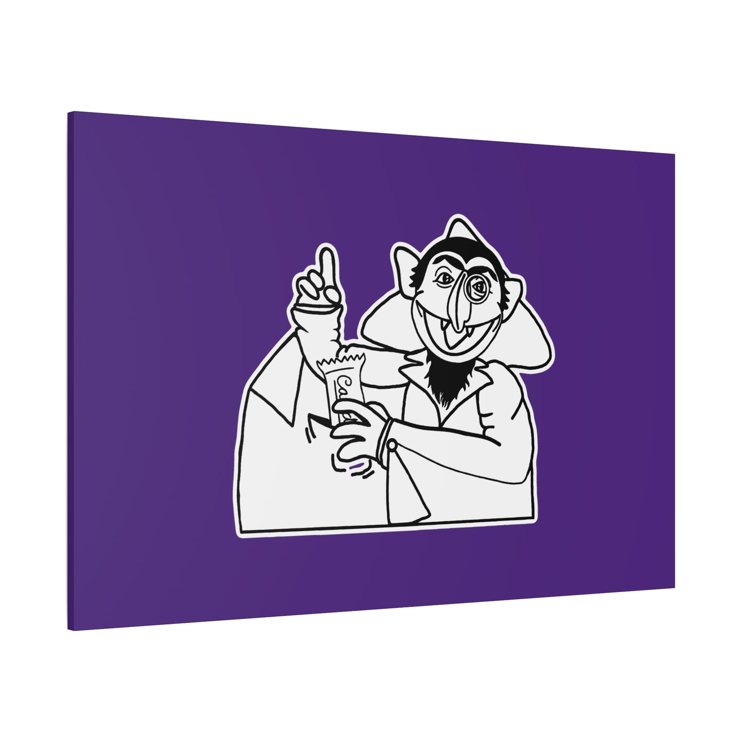 The Count Stealing Candy Outline Canvas Print Purple - Sesame Street The Count Parody Art