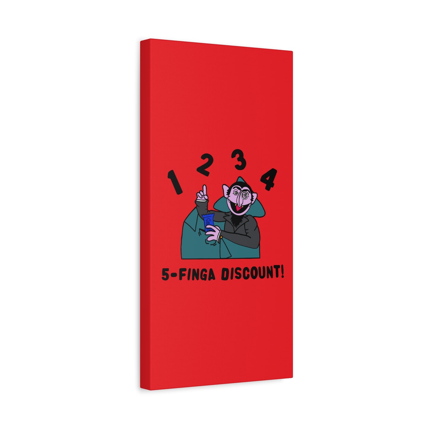 Five Finger Discount Canvas Print Red - Sesame Street The Count Parody Art Print