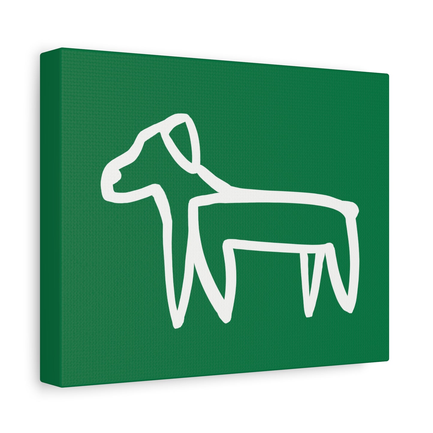 Dog Canvas Print on Green (Transparent Style White Dog) - Dog Art Print