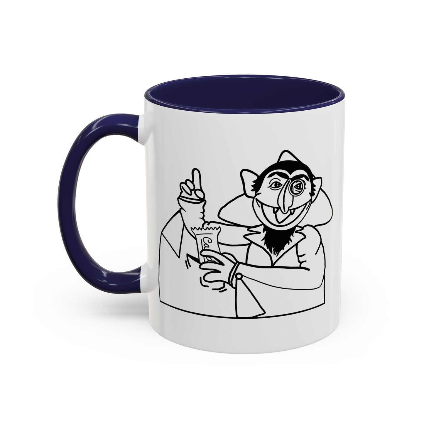 The Count Stealing Candy Outline Accent Mug - Sesame Street The Count Parody Coffee Mug