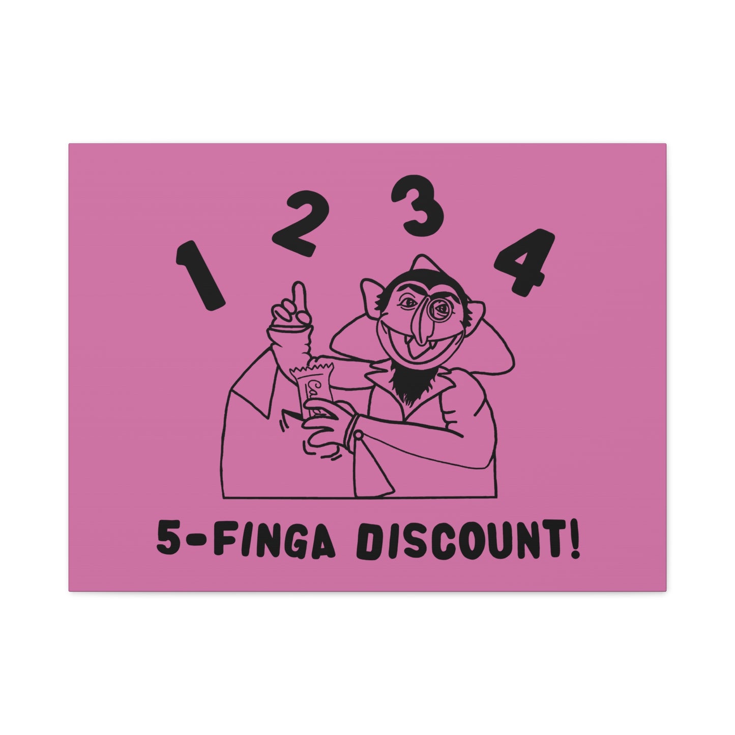 Five Finger Discount Outline Canvas Print Light Pink - Sesame Street The Count Parody Art Print