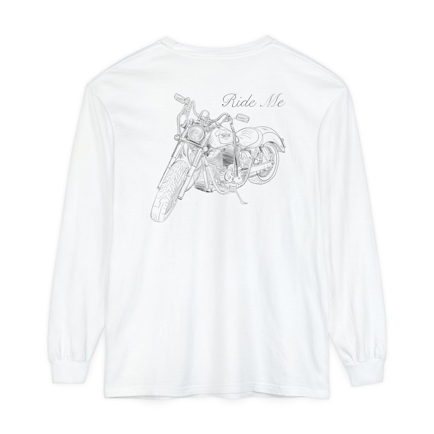 Ride Me Motorcycle Long Sleeve Tee Back Design