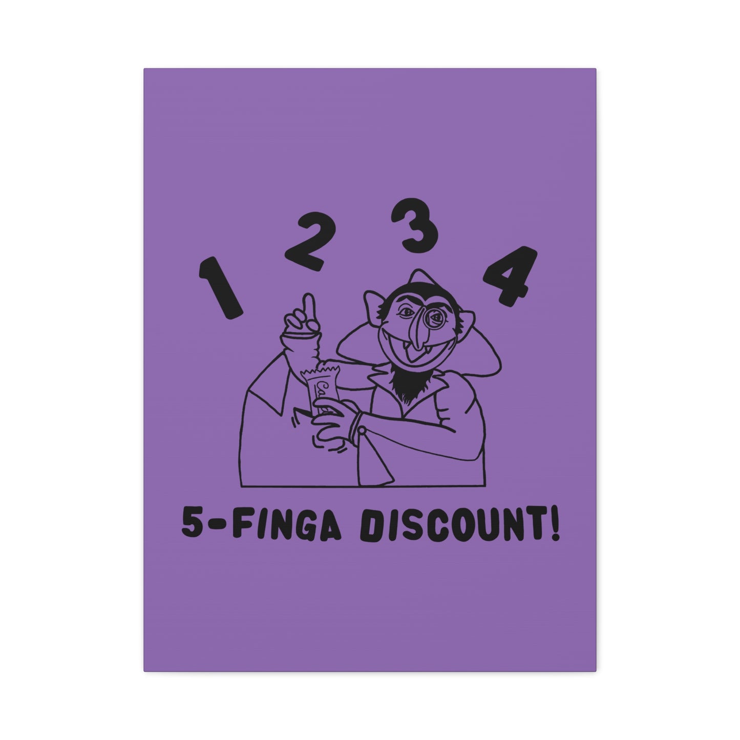 Five Finger Discount Outline Canvas Print Light Purple - Sesame Street The Count Parody Art Print