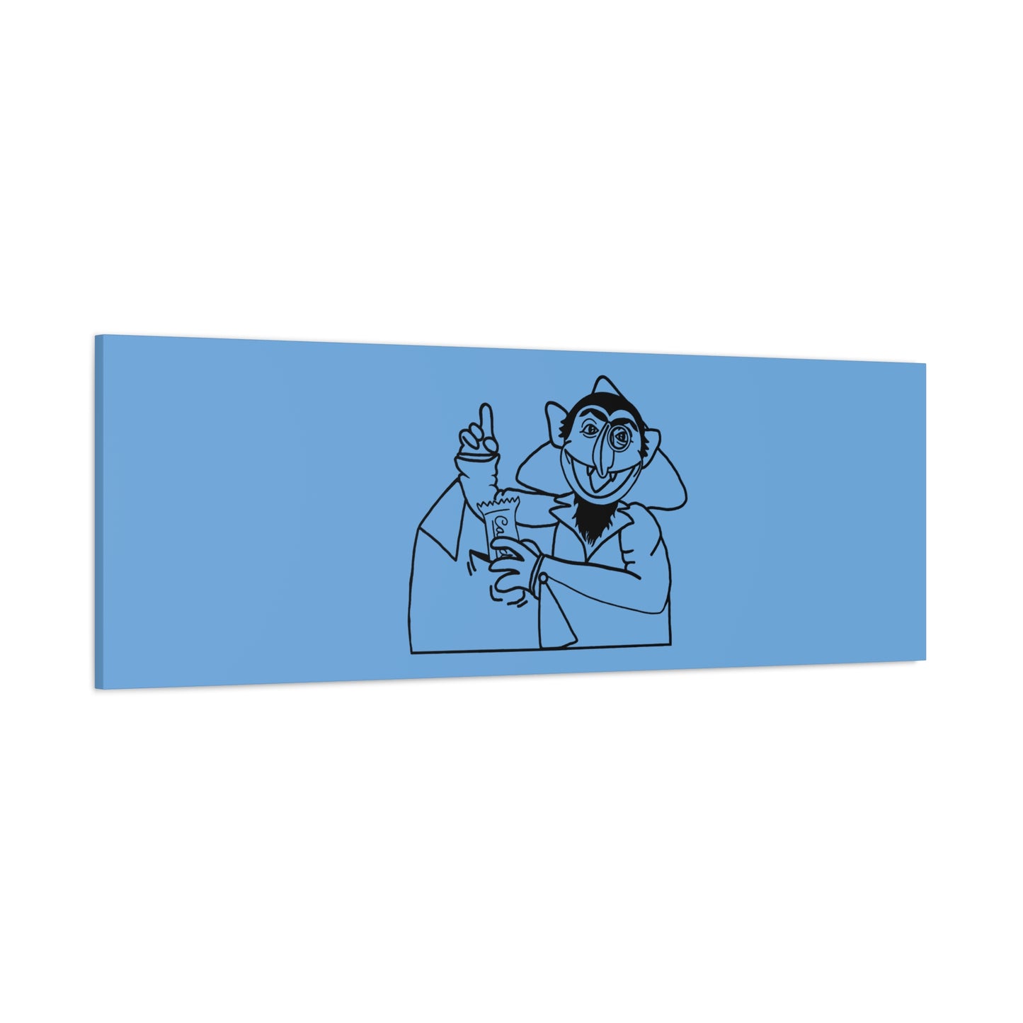 The Count Stealing Candy Outline Canvas Print Light Blue - Sesame Street The Count Parody Art