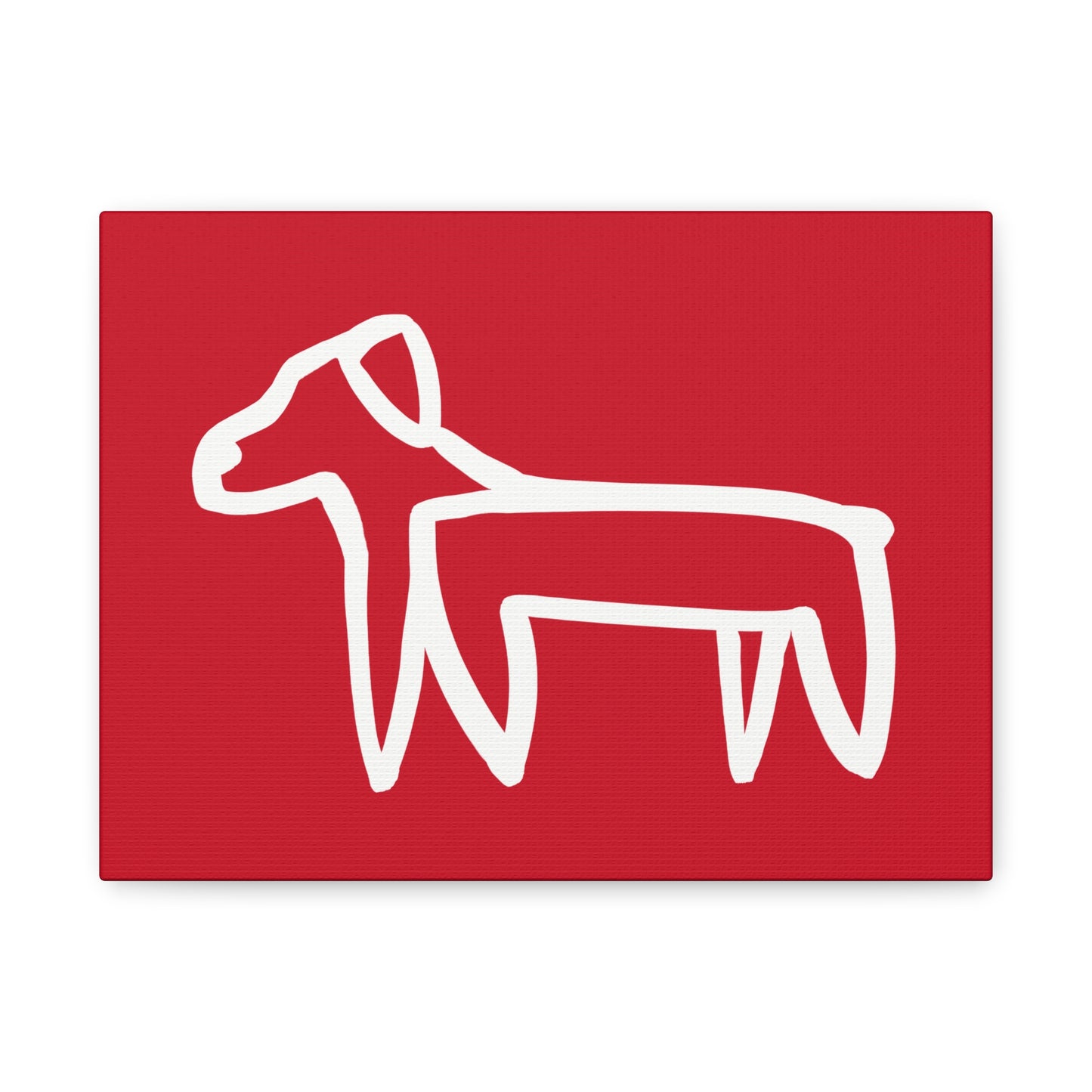 Dog Canvas Print on Red (Transparent Style White Dog) - Dog Art Print