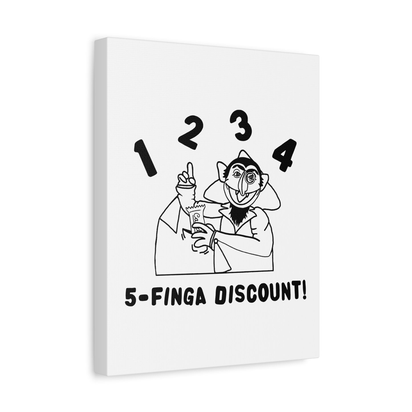 Five Finger Discount Outline Canvas Print White - Sesame Street The Count Parody Art Print