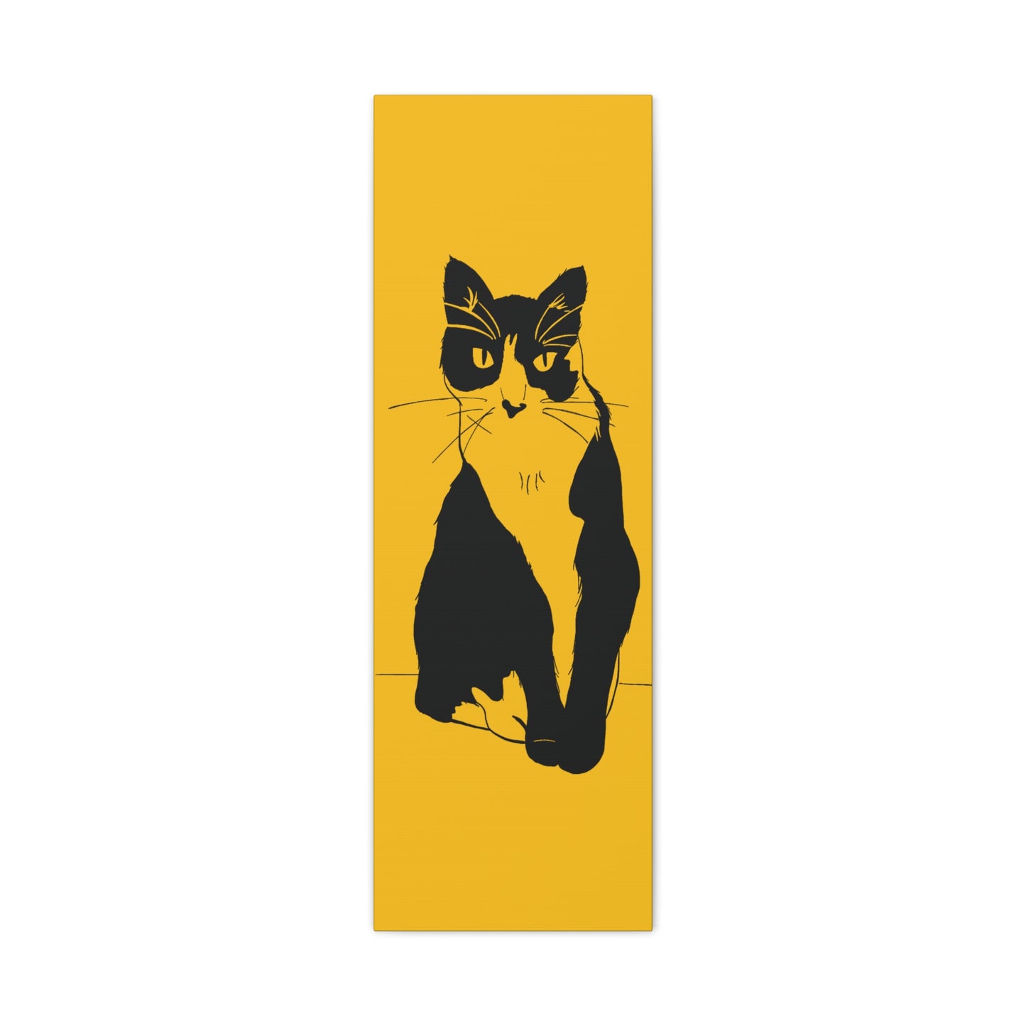 Cat Canvas Print on Yellow (Transparent Style Cat) - Cat Drawing Art