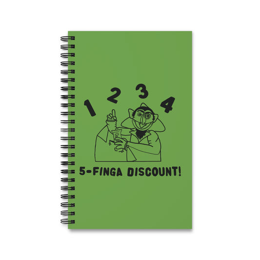 Five Finger Discount Outline Notebook Green - Sesame Street The Count Parody Spiral Notebook