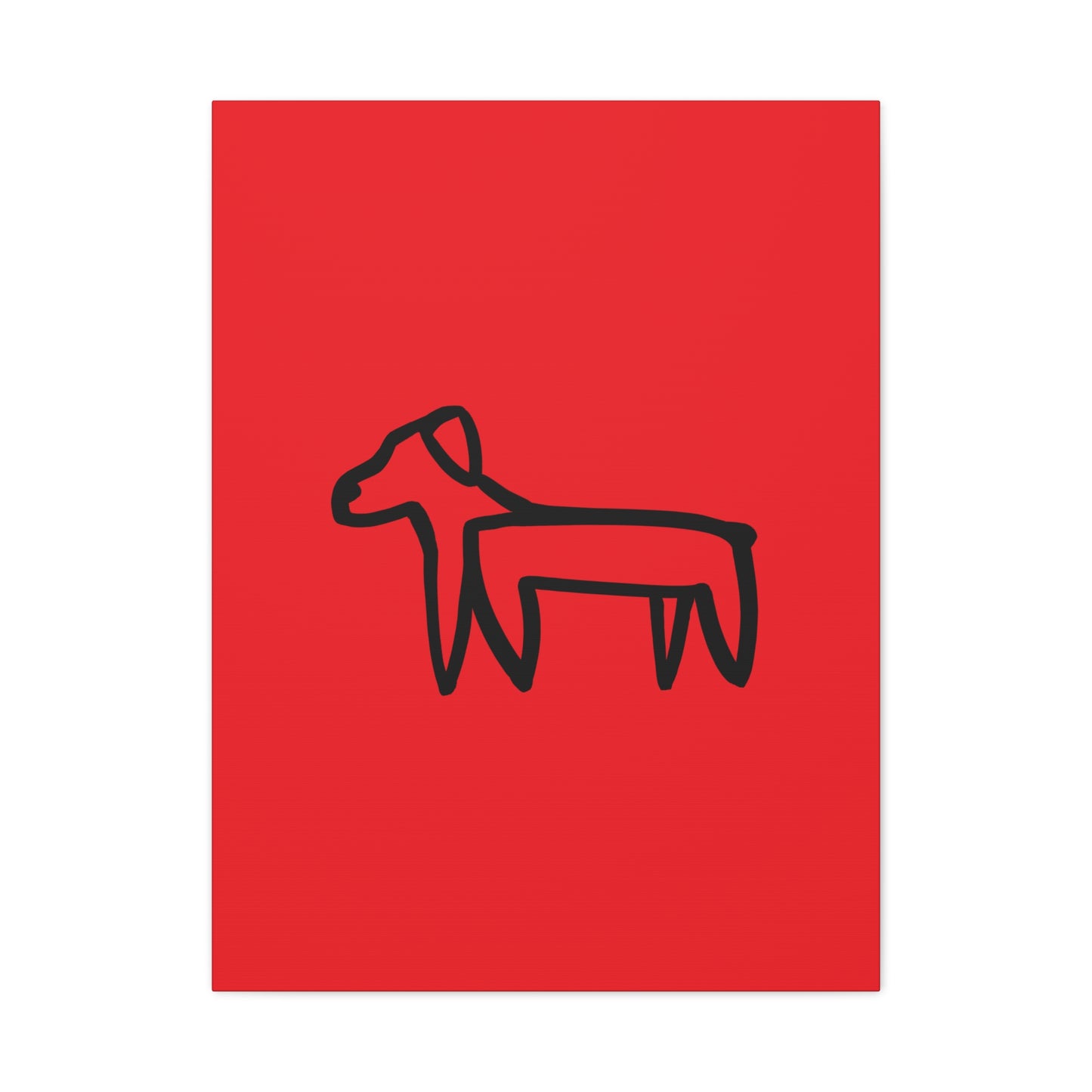 Dog Canvas Print on Red (Transparent Style Black Dog) - Dog Drawing Canvas