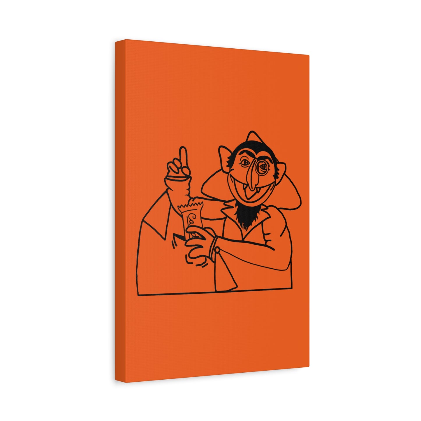The Count Stealing Candy Outline Canvas Print Orange - Sesame Street The Count Parody Art Print