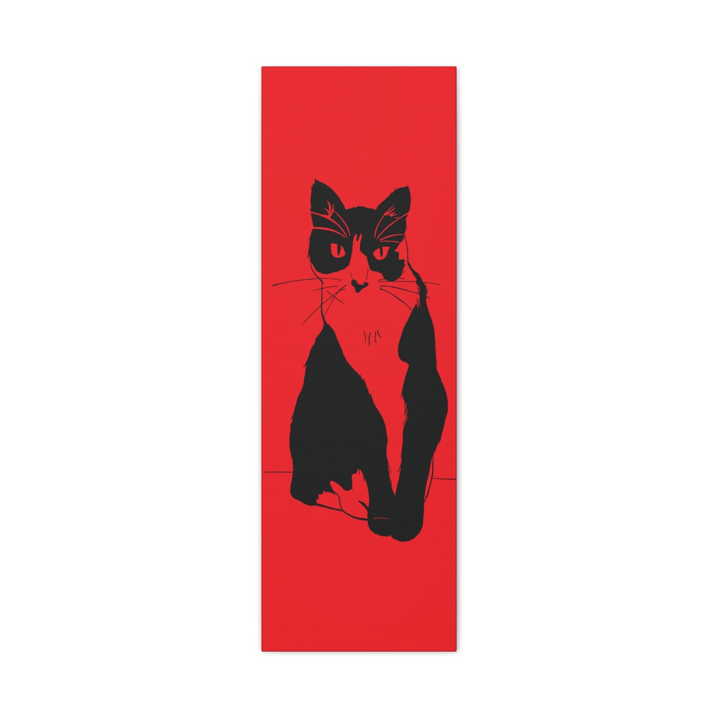 Cat Canvas Print on Red (Transparent Style Cat) - Cat Drawing Art