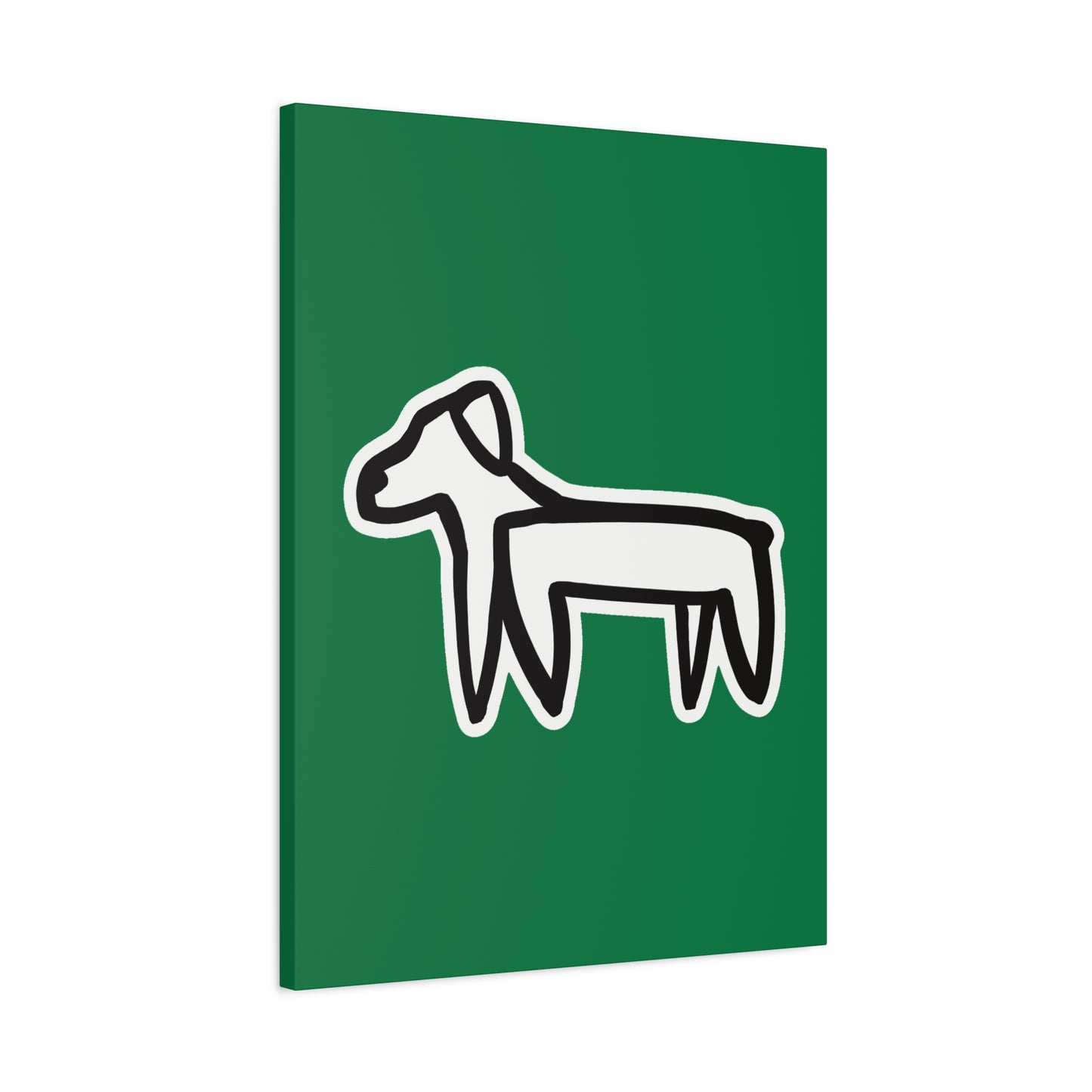 Dog Canvas Print on Green (Sticker Style White Dog) - Dog Art Print