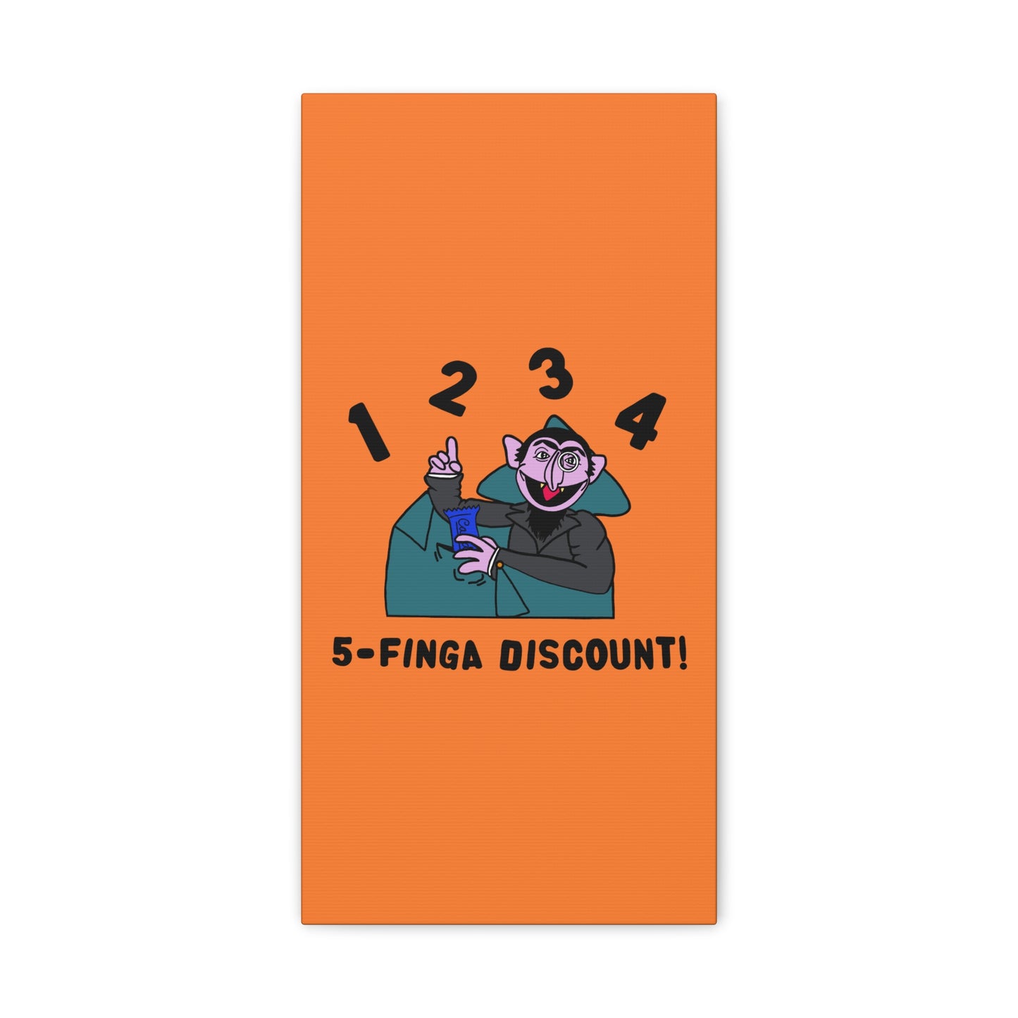 Five Finger Discount Canvas Print Light Orange - Sesame Street The Count Parody Art Print
