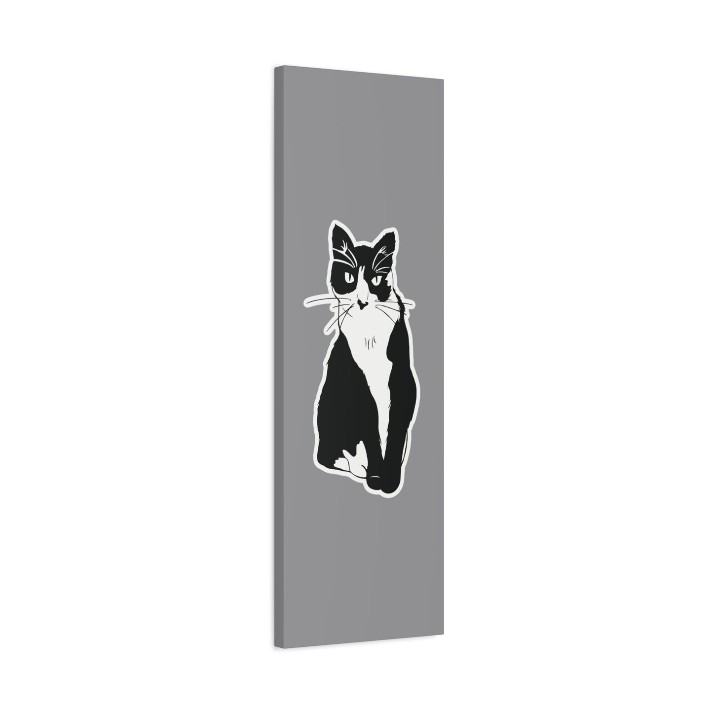Cat Canvas Print on Grey (Sticker Style Cat) - Cat Drawing Wall Art