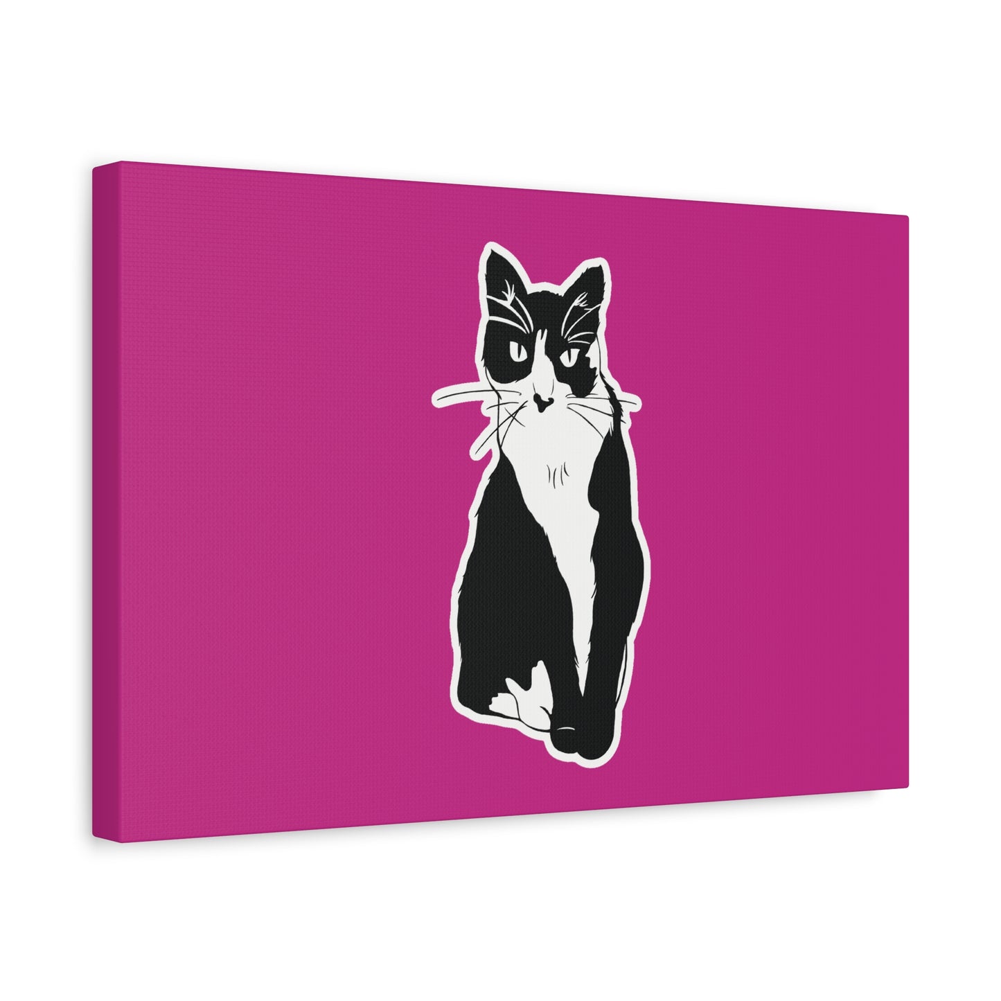 Cat Canvas on Pink (Sticker Style Cat) - Cat Drawing Art