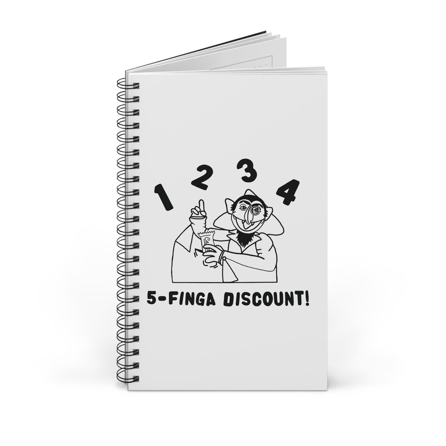 Five Finger Discount Outline Notebook White - Sesame Street The Count Parody Spiral Notebook