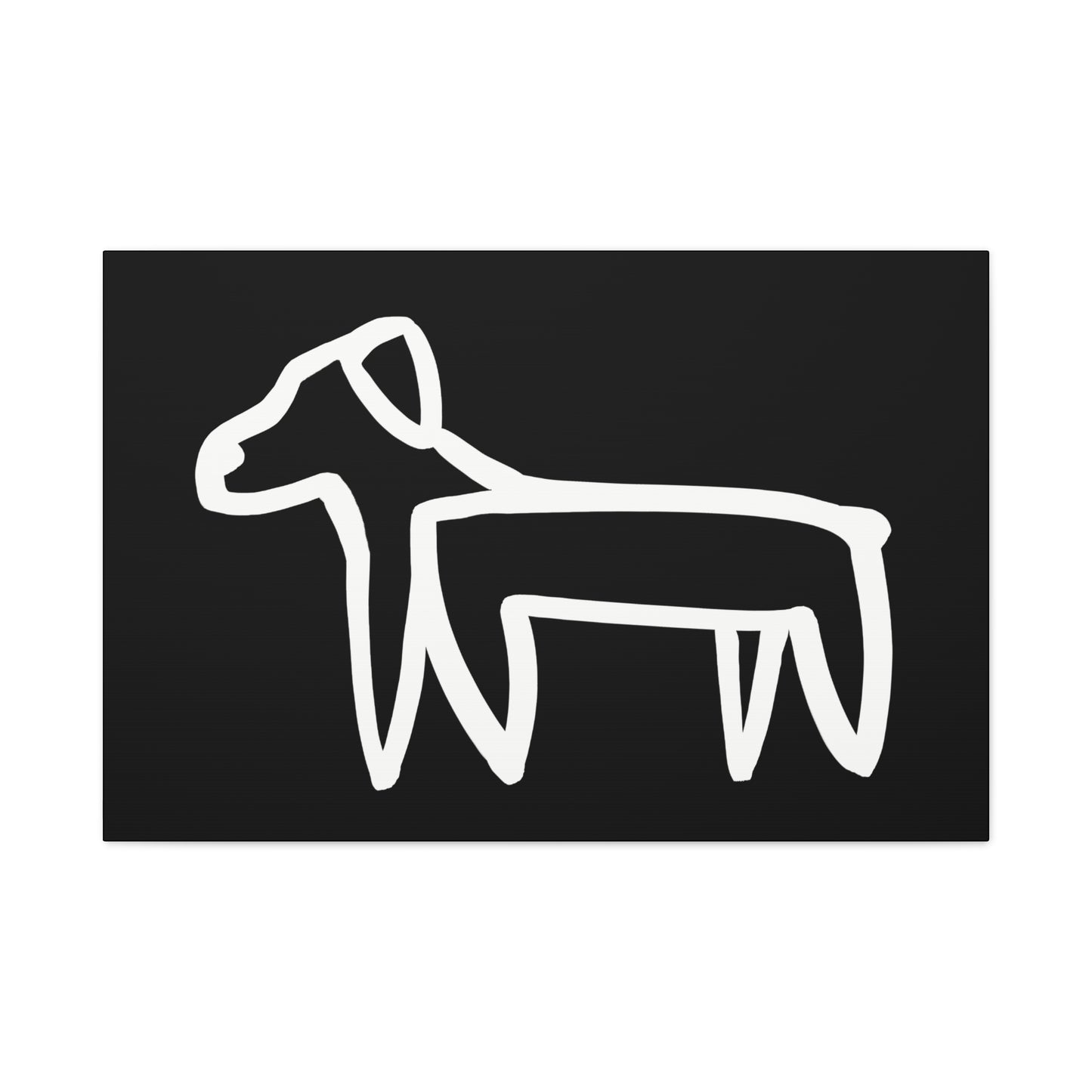 Dog Canvas Print on Black (Transparent Style White Dog) - Dog Art Print