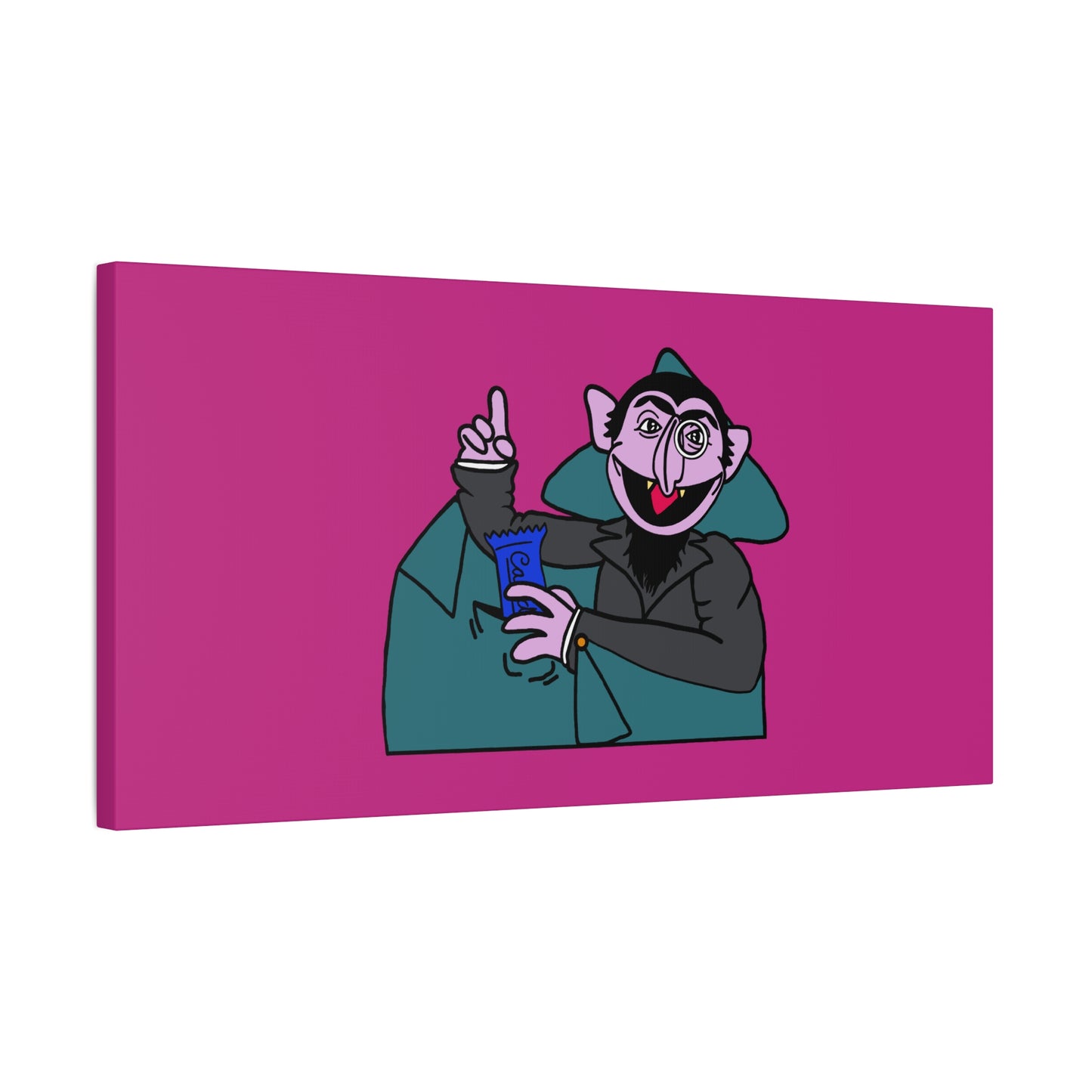 The Count Stealing Candy Canvas Print Pink - Sesame Street The Count Parody Art