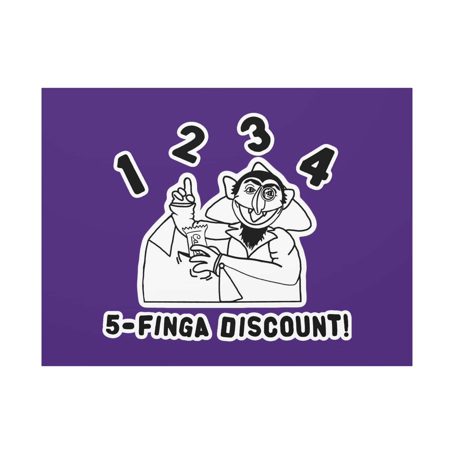 Five Finger Discount Outline Canvas Print Purple - Sesame Street The Count Parody Art Print