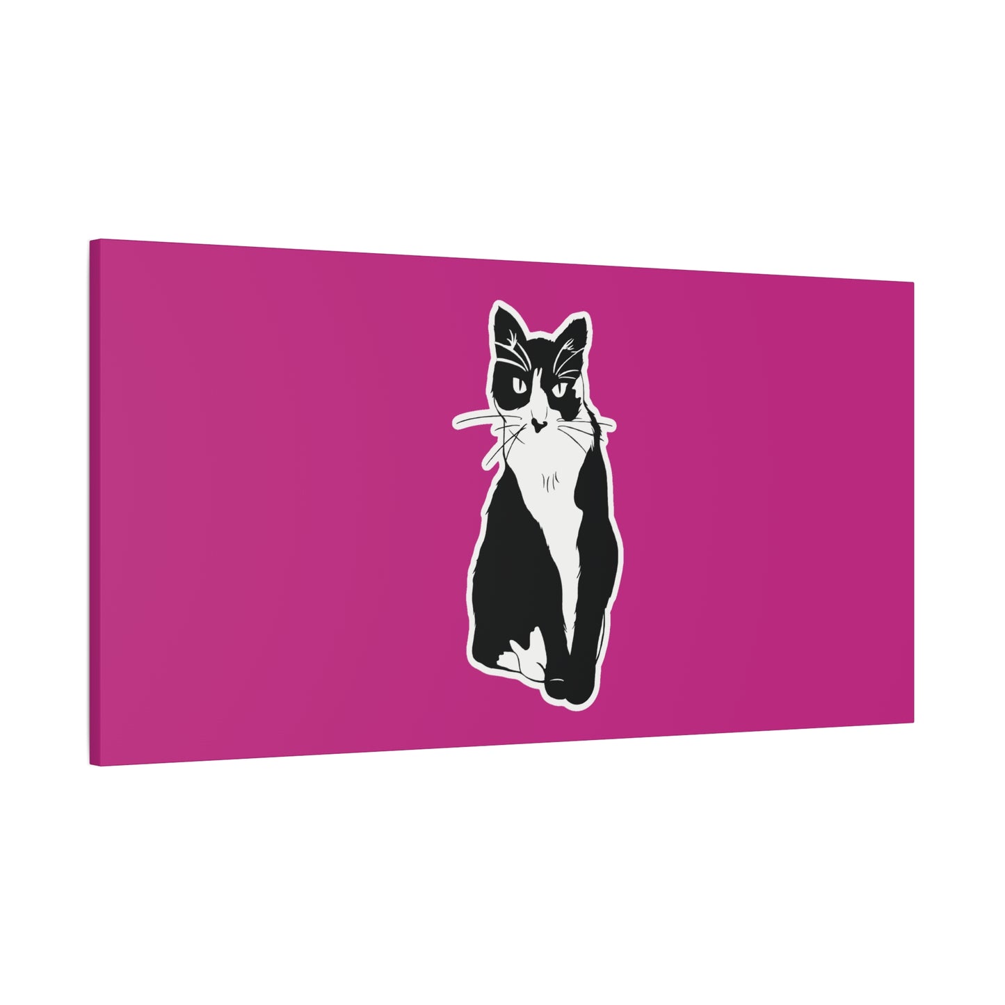 Cat Canvas on Pink (Sticker Style Cat) - Cat Drawing Art