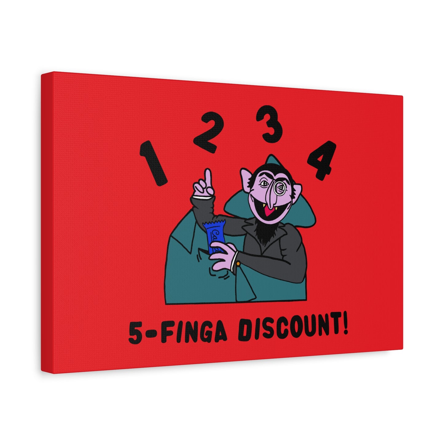 Five Finger Discount Canvas Print Red - Sesame Street The Count Parody Art Print