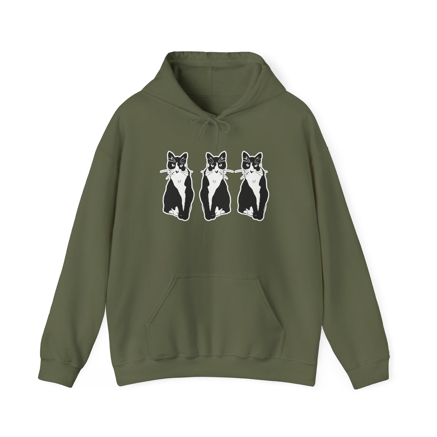 Cat x3 Hoodie (Sticker Style Cat) - Cat Hooded Sweatshirt