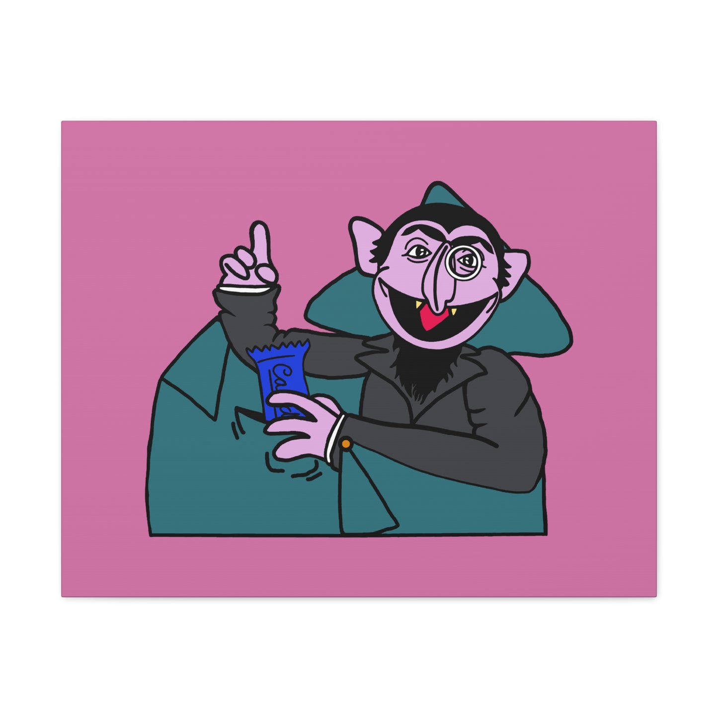 The Count Stealing Candy Canvas Print Light Pink - Sesame Street The Count Parody Art