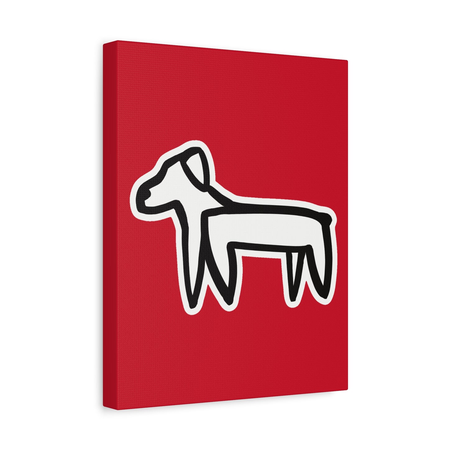 Dog Canvas Print on Red (Sticker Style White Dog) - Dog Art Print