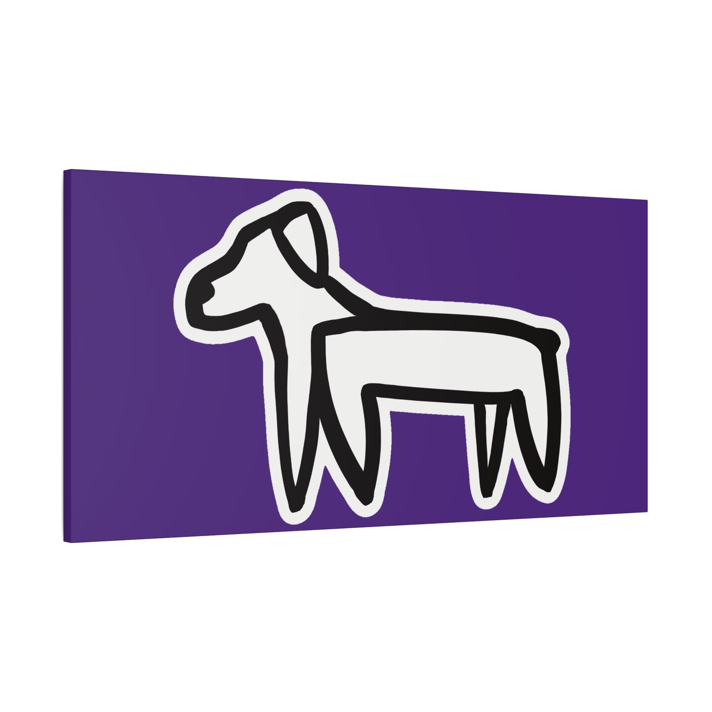 Dog Canvas Print on Purple (Sticker Style White Dog) - Dog Art Print