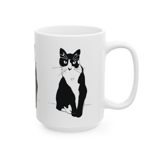 Three Cats Mug (Transparent Style Cat) - Three Cats Edition Cat Drawing Mug