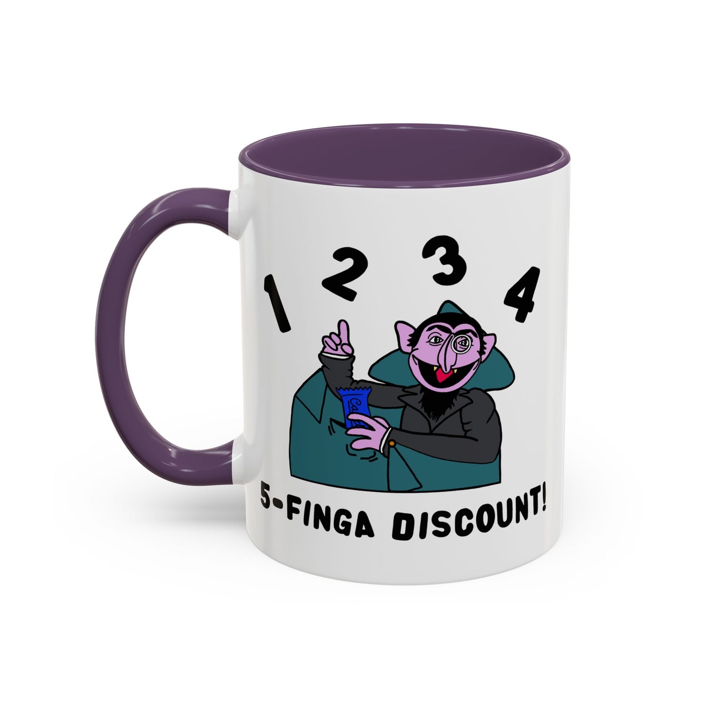 Five Finger Discount Accent Coffee Mug - Sesame Street The Count Parody Coffee Mug