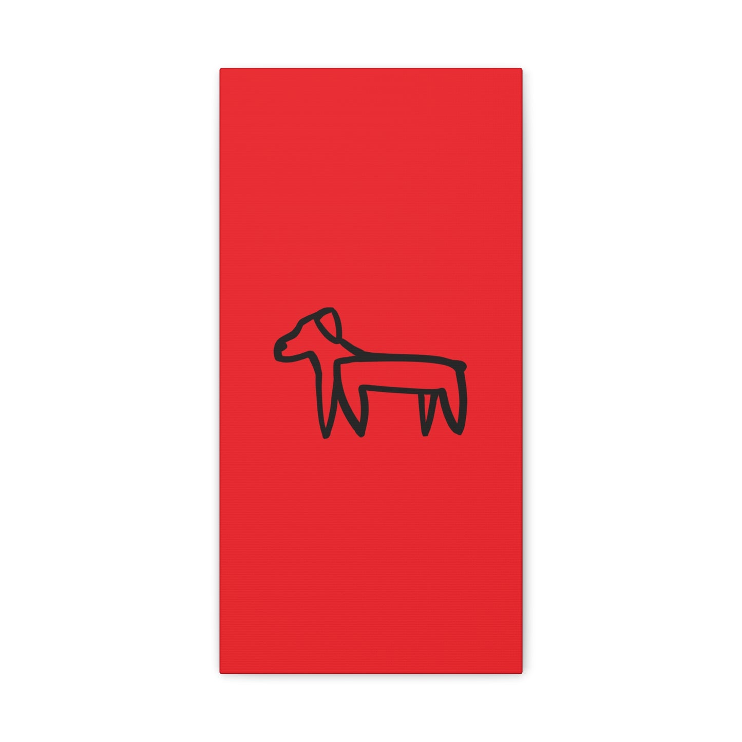 Dog Canvas Print on Red (Transparent Style Black Dog) - Dog Drawing Canvas