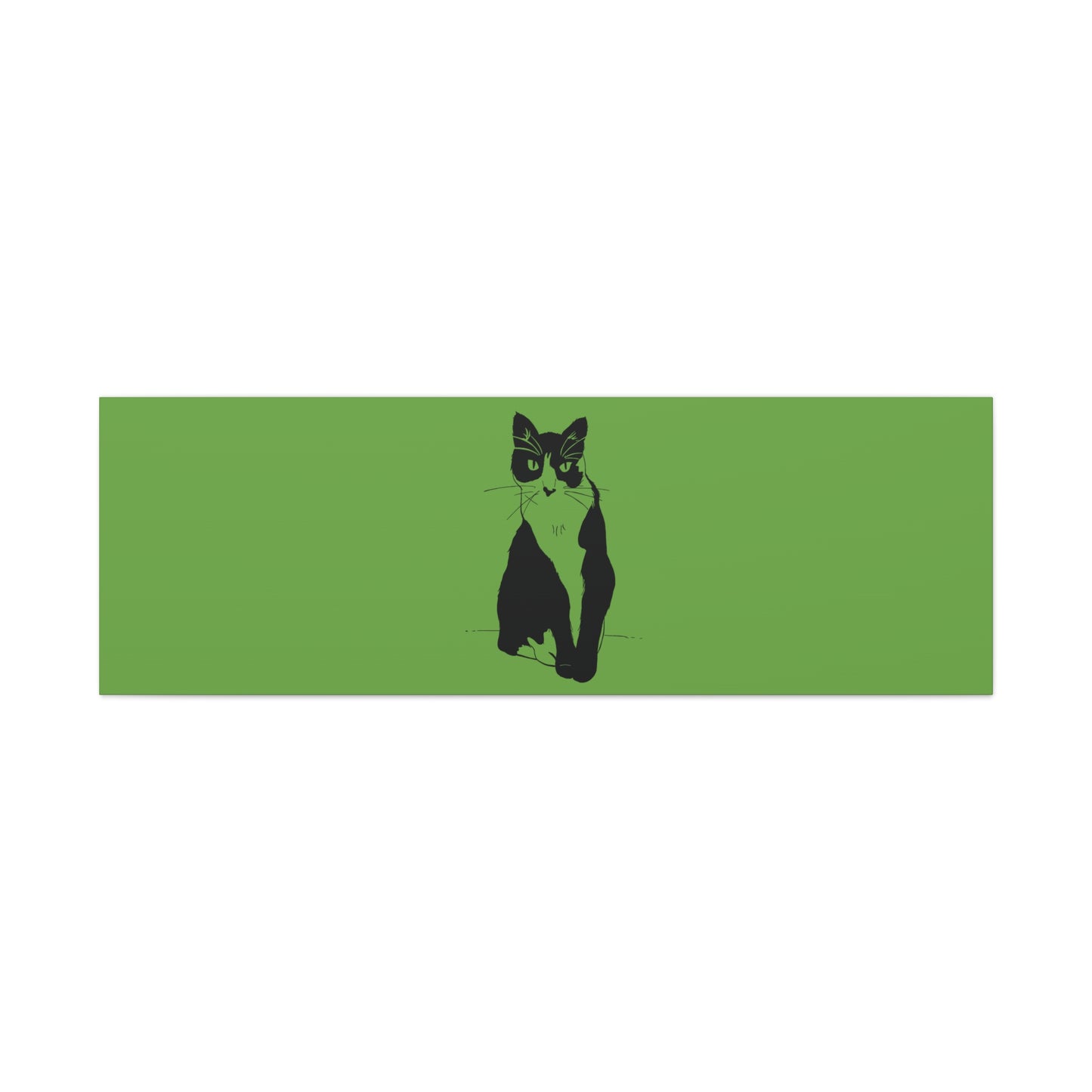 Cat Canvas Print on Green (Transparent Style Cat) - Cat Drawing Art