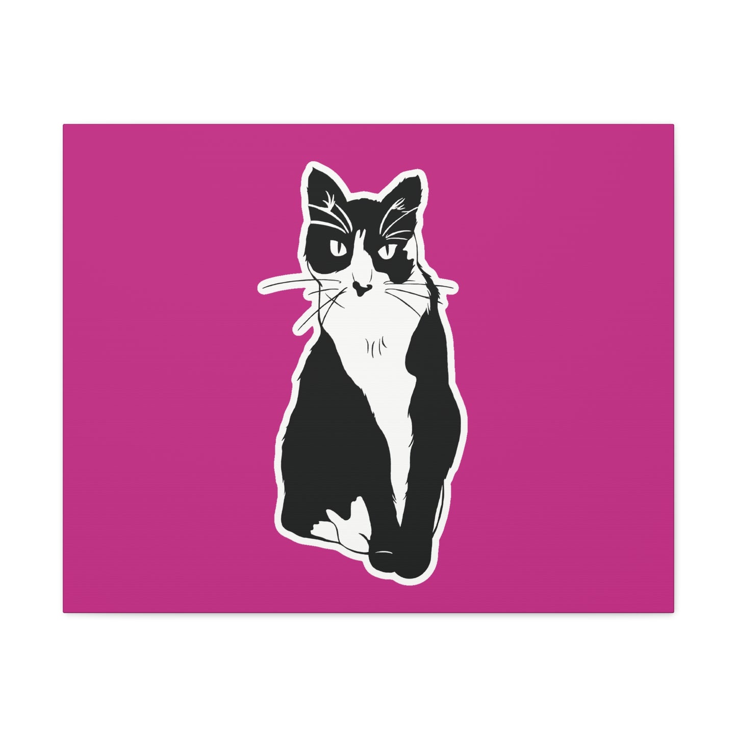 Cat Canvas on Pink (Sticker Style Cat) - Cat Drawing Art